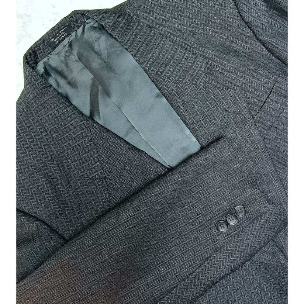 Vintage Orsini Gray/Black Herringbone 2-Button‎ 100% Wool Blazer Jacket Size 44